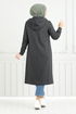 Von vorne Knopfleiste Hijab Kap 22036UKB929-M Anthrazit - Thumbnail