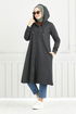 Von vorne Knopfleiste Hijab Kap 22036UKB929-M Anthrazit - Thumbnail