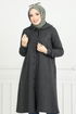 Von vorne Knopfleiste Hijab Kap 22036UKB929-M Anthrazit - Thumbnail