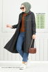 Von vorne Knopfleiste Hijab Kap 22036UKB929-M Anthrazit - Thumbnail