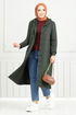 Von vorne Knopfleiste Hijab Kap 22036UKB929-M Khaki - Thumbnail