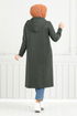 Von vorne Knopfleiste Hijab Kap 22036UKB929-M Khaki - Thumbnail
