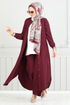 Von vorne Knopfleiste Hijab Team 5676END900-M Bordeaux - Thumbnail
