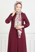 Von vorne Knopfleiste Hijab Team 5676END900-M Bordeaux - Thumbnail
