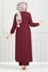 Von vorne Knopfleiste Hijab Team 5676END900-M Bordeaux - Thumbnail