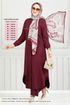 Von vorne Knopfleiste Hijab Team 5676END900-M Bordeaux - Thumbnail