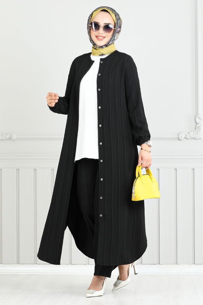 MRV E.N.D. - Von vorne Knopfleiste Hijab Team 5676END900-M Schwarz