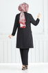 Von vorne Knopfleiste Jacke Team 2626SL890-M Schwarz - Thumbnail