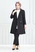 Von vorne Knopfleiste Jacke Team 2626SL890-M Schwarz - Thumbnail
