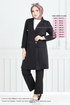 Von vorne Knopfleiste Jacke Team 2626SL890-M Schwarz - Thumbnail