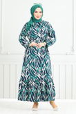MRV O.Z.R. - Wave Patterned Viscose Dress 825OZR1047-M Green
