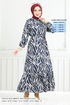 Wave Patterned Viscose Dress 825OZR1047-M Laci - Thumbnail