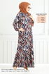 Wave Patterned Viscose Dress 825OZR1047-M Taba - Thumbnail