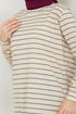 Well Lacquered Striped Tunic 701OZR1047-M Anthracite - Thumbnail