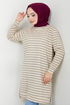 Well Lacquered Striped Tunic 701OZR1047-M Anthracite - Thumbnail