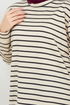 Well Lacquered Striped Tunic 701OZR1047-M Black - Thumbnail