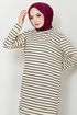 Well Lacquered Striped Tunic 701OZR1047-M Black - Thumbnail