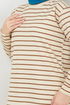 Well Lacquered Striped Tunic 701OZR1047-M Coffee - Thumbnail