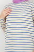 Well Lacquered Striped Tunic 701OZR1047-M Indigo - Thumbnail