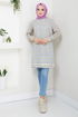 Well Lacquered Striped Tunic 701OZR1047-M Indigo - Thumbnail