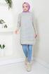 Well Lacquered Striped Tunic 701OZR1047-M Indigo - Thumbnail