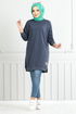 Well Lacquered Tunic 20455ETT902-M Anthracite - Thumbnail