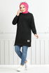 Well Lacquered Tunic 20455ETT902-M Black - Thumbnail