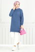 Well Lacquered Tunic 20455ETT902-M Indigo - Thumbnail