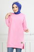 Well Lacquered Tunic 20455ETT902-M Pink - Thumbnail