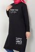 Writing Detailed Tunic 786OZR1047-M Black - Thumbnail