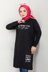 Writing Detailed Tunic 786OZR1047-M Black - Thumbnail