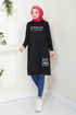 Writing Detailed Tunic 786OZR1047-M Black - Thumbnail