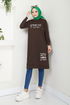 Writing Detailed Tunic 786OZR1047-M Coffee - Thumbnail