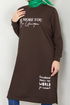 Writing Detailed Tunic 786OZR1047-M Coffee - Thumbnail