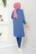 Writing Detailed Tunic 786OZR1047-M Indigo - Thumbnail