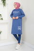 Writing Detailed Tunic 786OZR1047-M Indigo - Thumbnail