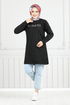 Writing Embossed Tunic 797OZR1047-M Black - Thumbnail