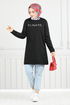 Writing Embossed Tunic 797OZR1047-M Black - Thumbnail