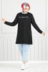 Writing Embossed Tunic 797OZR1047-M Black - Thumbnail