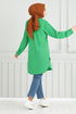 Writing Printed Tunic 404EVO1065-M Benetton Green - Thumbnail