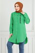 Writing Printed Tunic 404EVO1065-M Benetton Green - Thumbnail