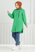 Writing Printed Tunic 404EVO1065-M Benetton Green - Thumbnail