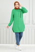 Writing Printed Tunic 404EVO1065-M Benetton Green - Thumbnail