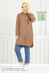 Writing Printed Tunic 404EVO1065-M Coffee - Thumbnail