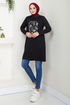 Writing Printed Tunic 787OZR1047-M Black - Thumbnail