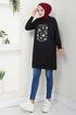 Writing Printed Tunic 787OZR1047-M Black - Thumbnail