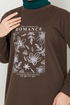 Writing Printed Tunic 787OZR1047-M Coffee - Thumbnail