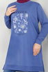 Writing Printed Tunic 787OZR1047-M Indigo - Thumbnail