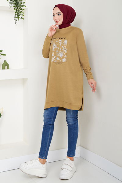 MRV O.Z.R. - Writing Printed Tunic 787OZR1047-M Latte