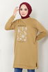 Writing Printed Tunic 787OZR1047-M Latte - Thumbnail